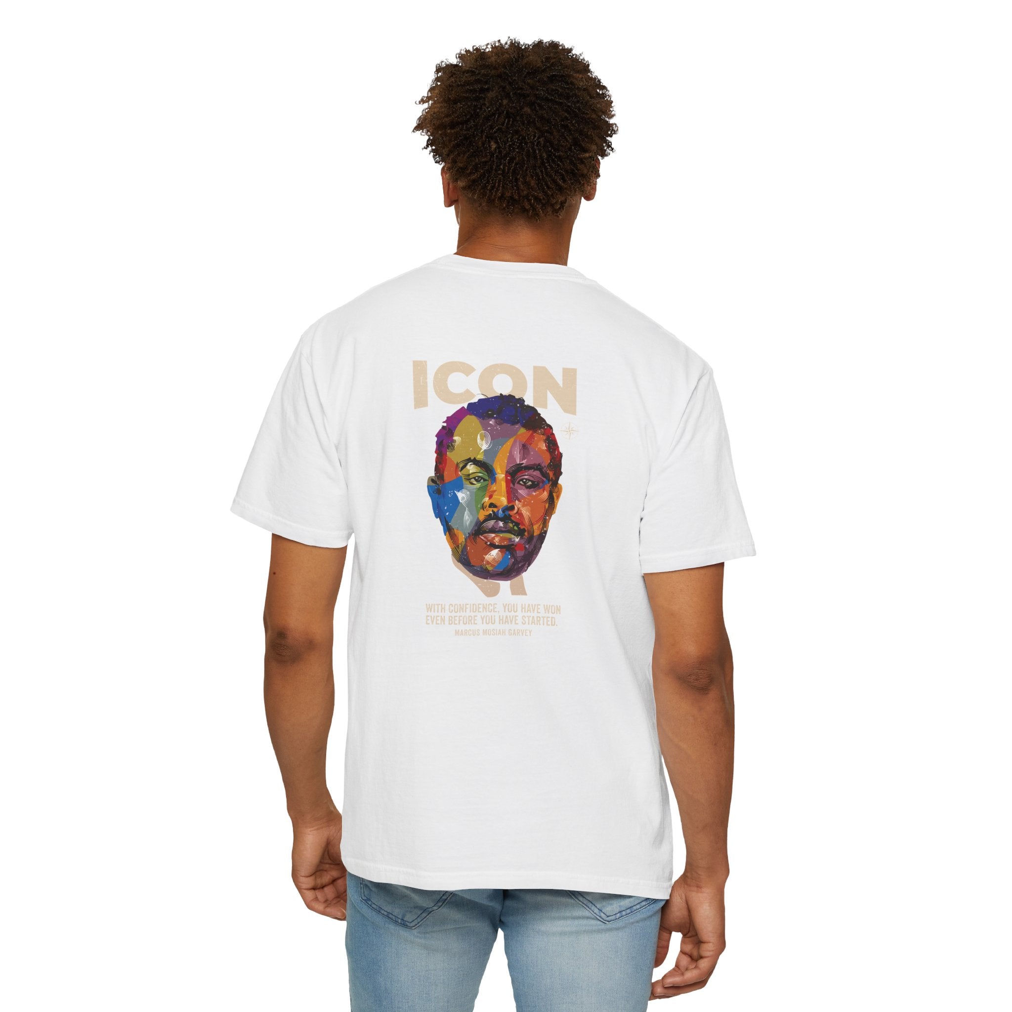 ICON Portrait T-shirt | Colorful Marcus Garvey Pop Art, Inspirational Quote