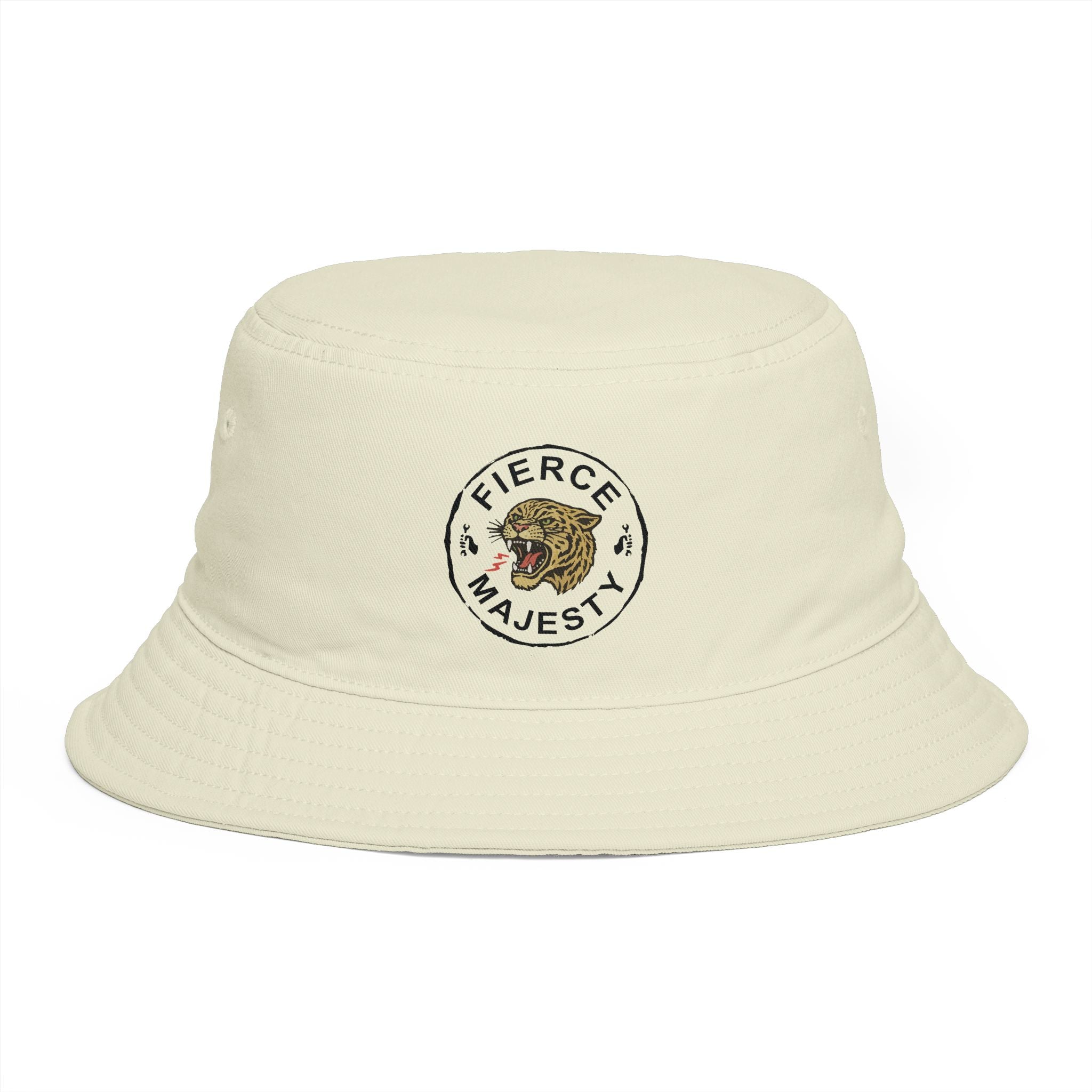 Fierce Majesty Tiger Patch Bucket Hat — Vintage Embroidered Safari Sun Hat