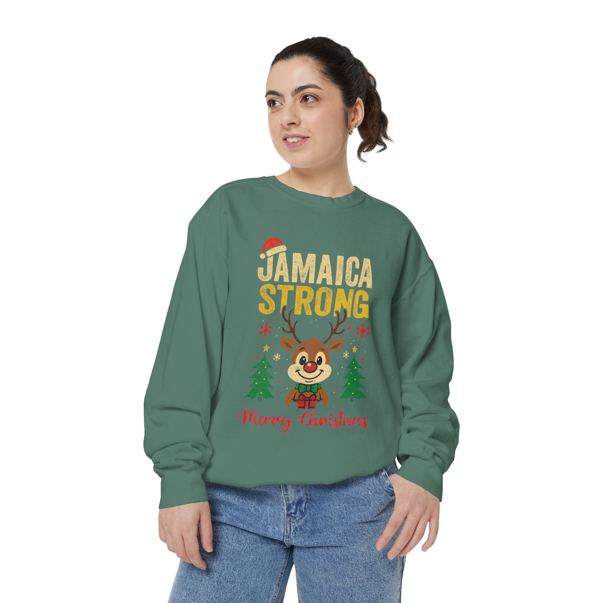 JAMAICA STRONG Christmas Unisex Garment-Dyed Sweatshirt
