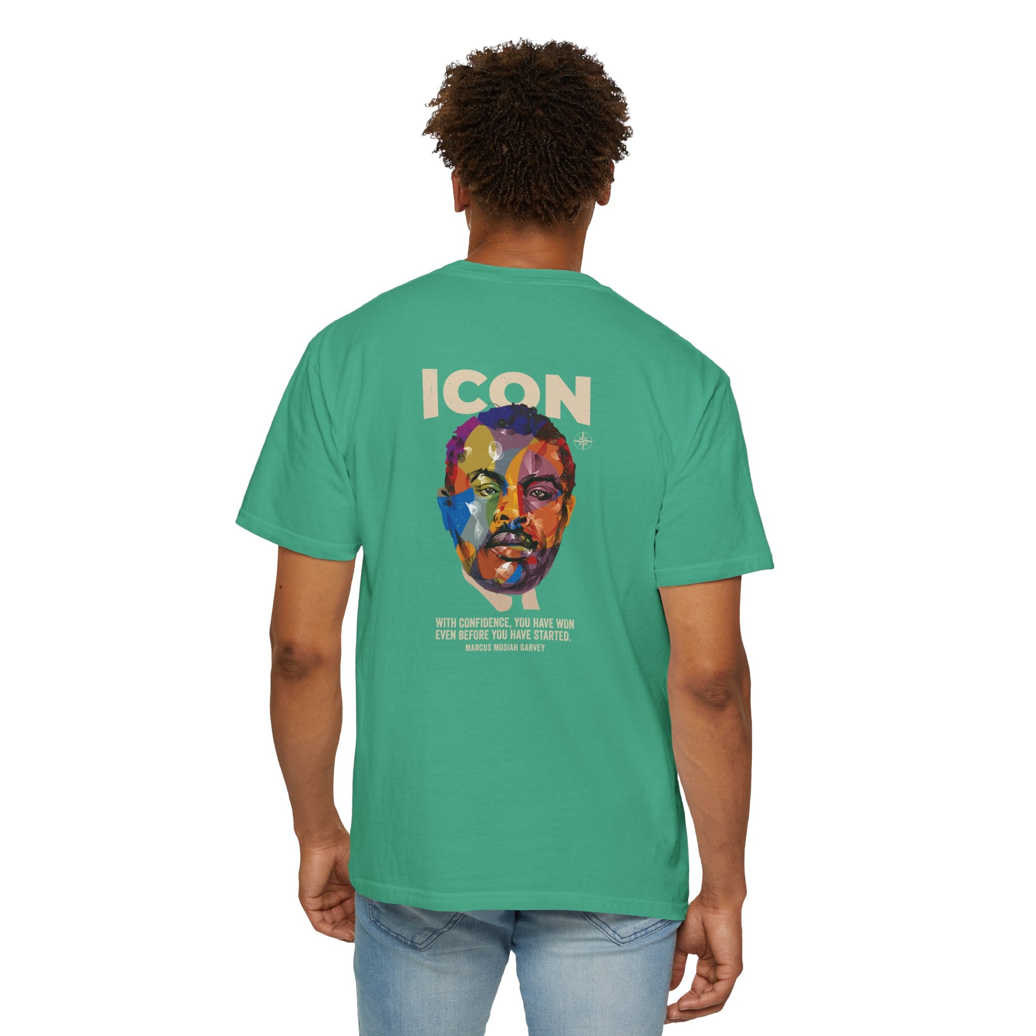 ICON Portrait T-shirt | Colorful Marcus Garvey Pop Art, Inspirational Quote