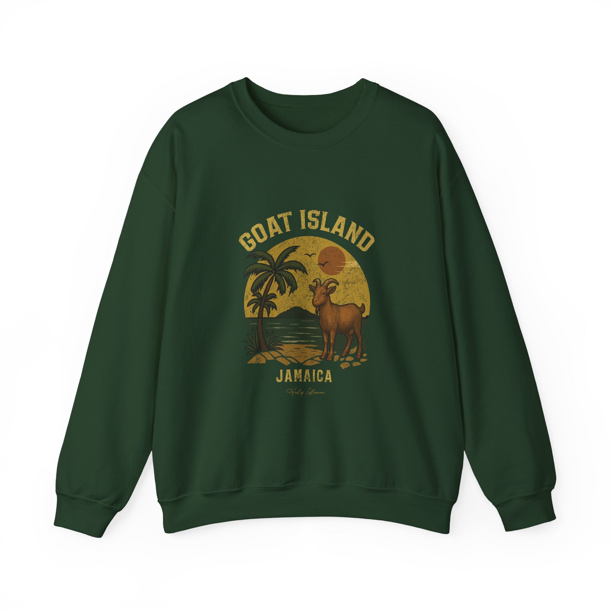 Jamaica GOAT Island Crewneck Sweatshirt — Vintage Tropical Graphic