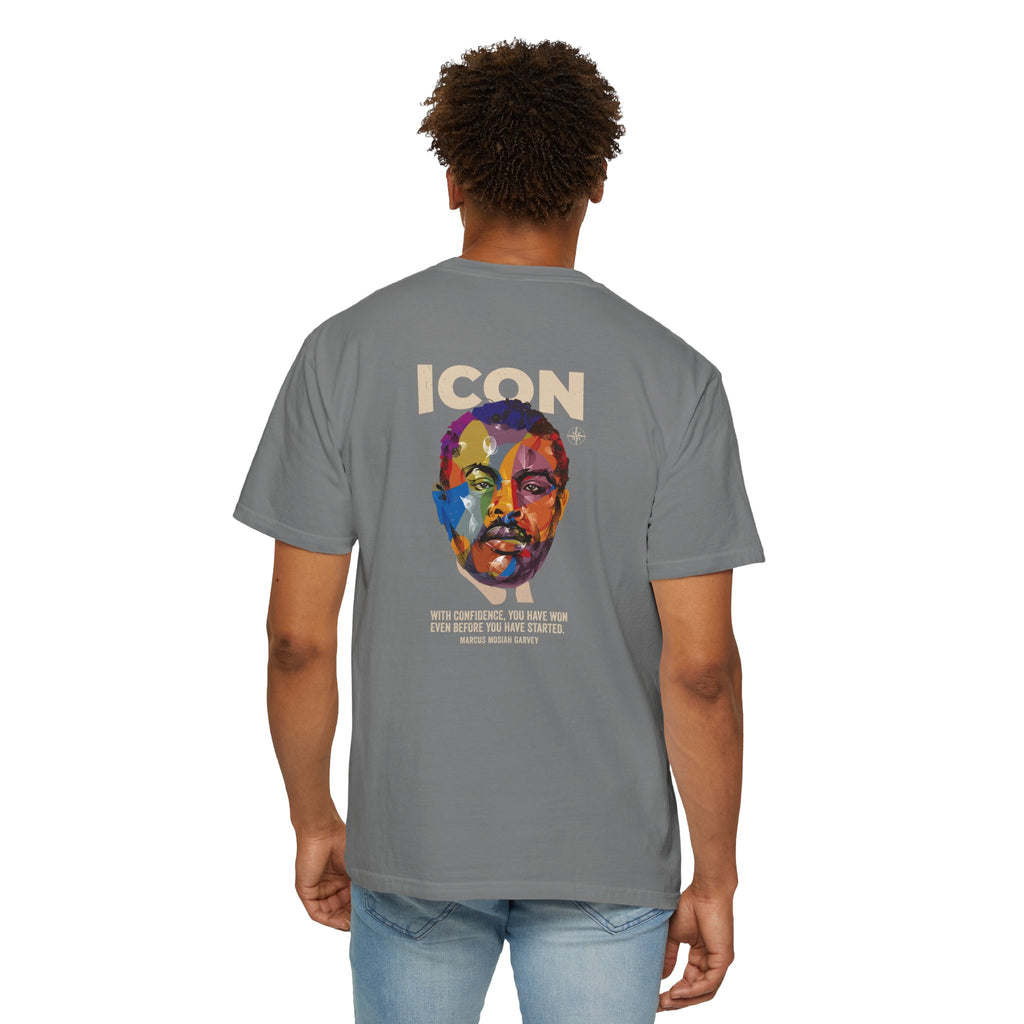 ICON Portrait T-shirt | Colorful Marcus Garvey Pop Art, Inspirational Quote