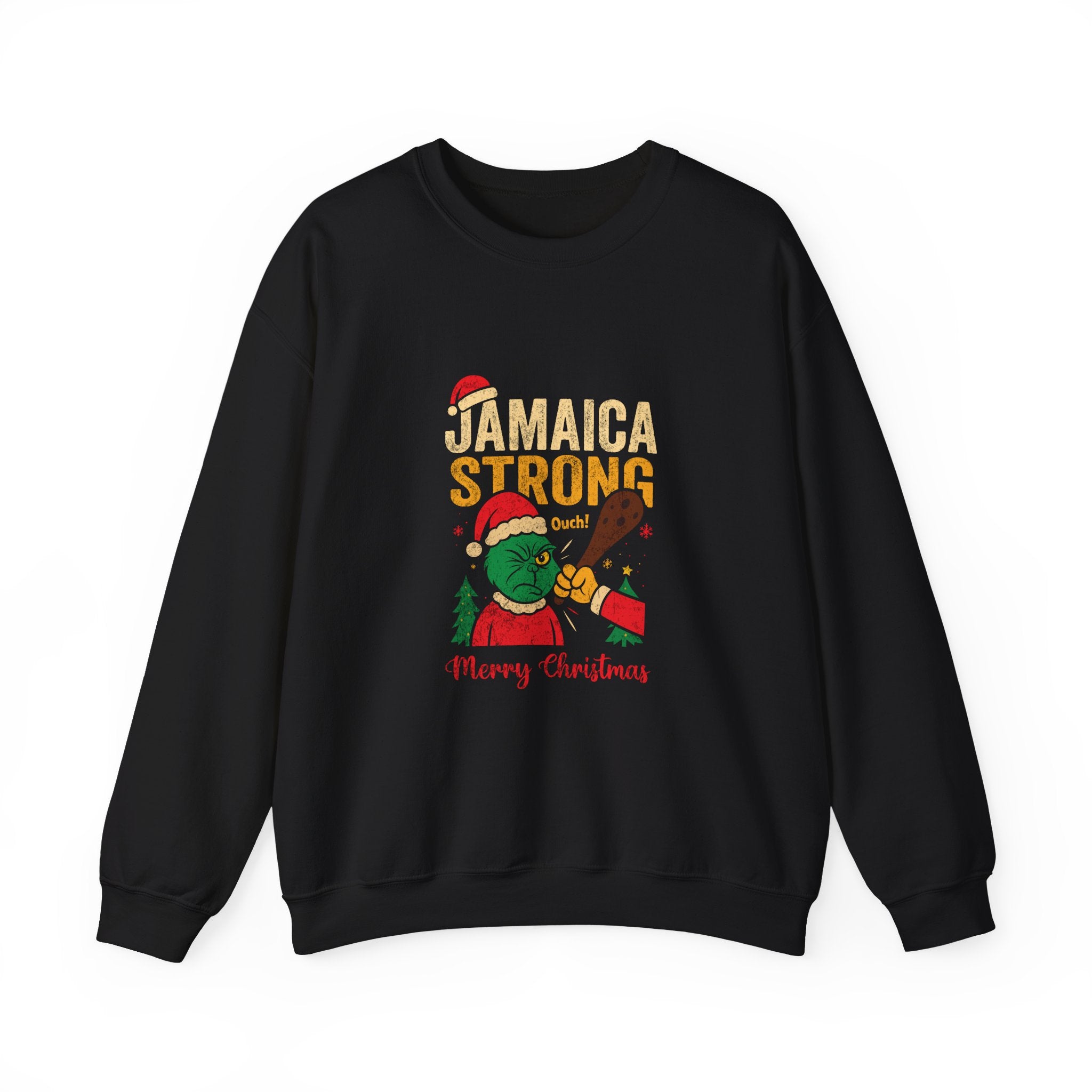 Jamaica Strong Christmas Sweatshirt — Festive Reggae Grinch Holiday Crewneck
