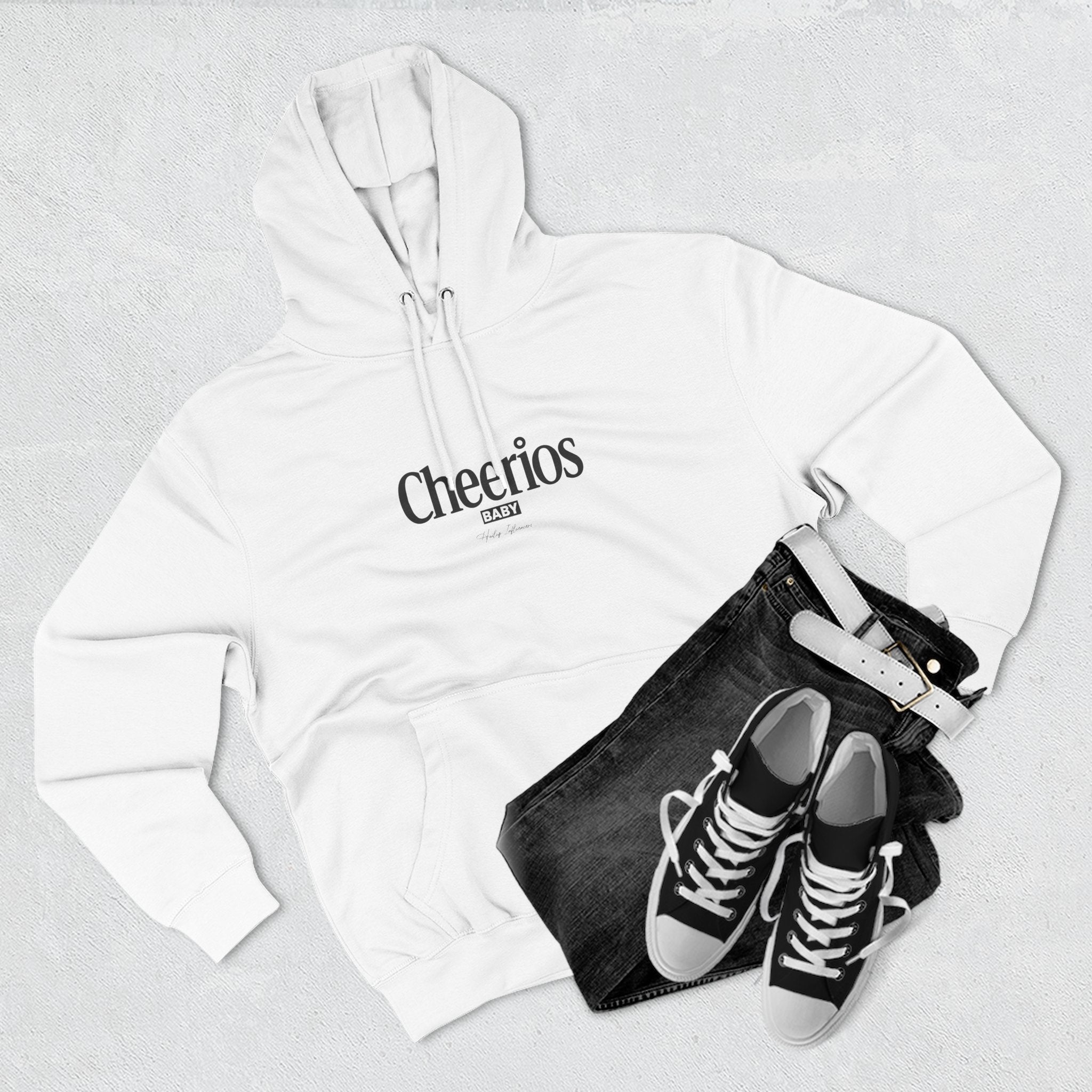Cheerios BABY Logo Fleece Hoodie — Minimal Retro Cereal Brand Pullover
