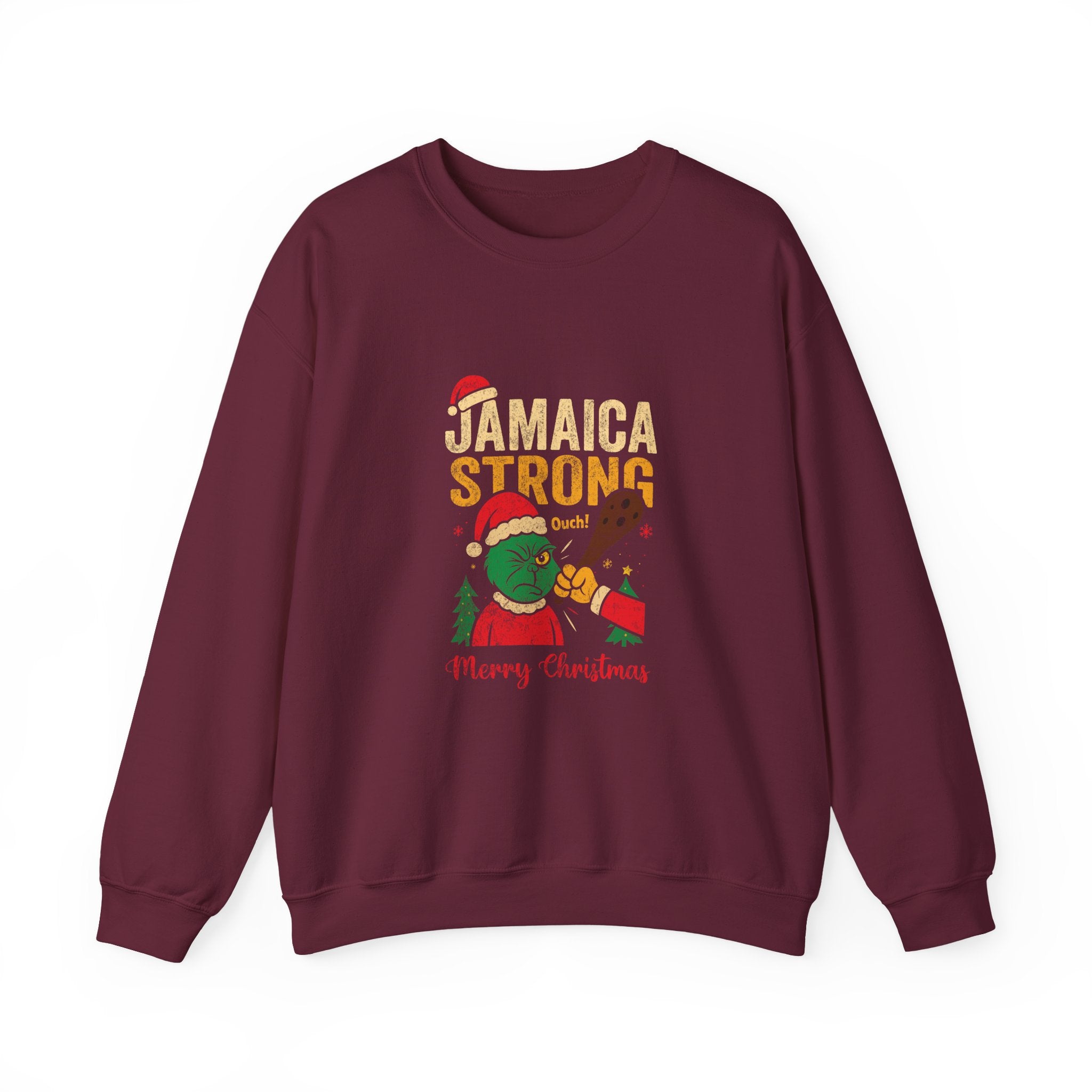 Jamaica Strong Christmas Sweatshirt — Festive Reggae Grinch Holiday Crewneck