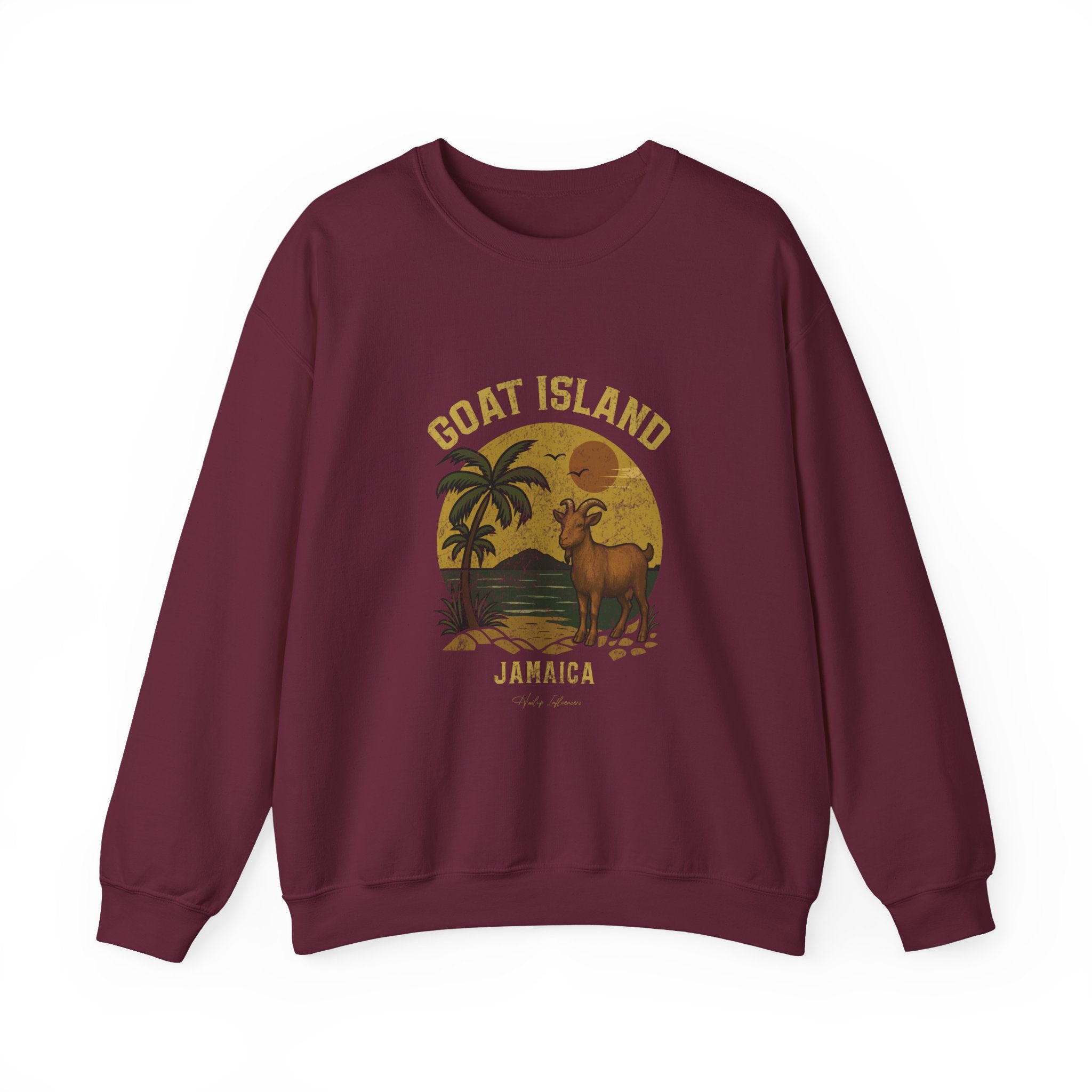 Jamaica GOAT Island Crewneck Sweatshirt — Vintage Tropical Graphic