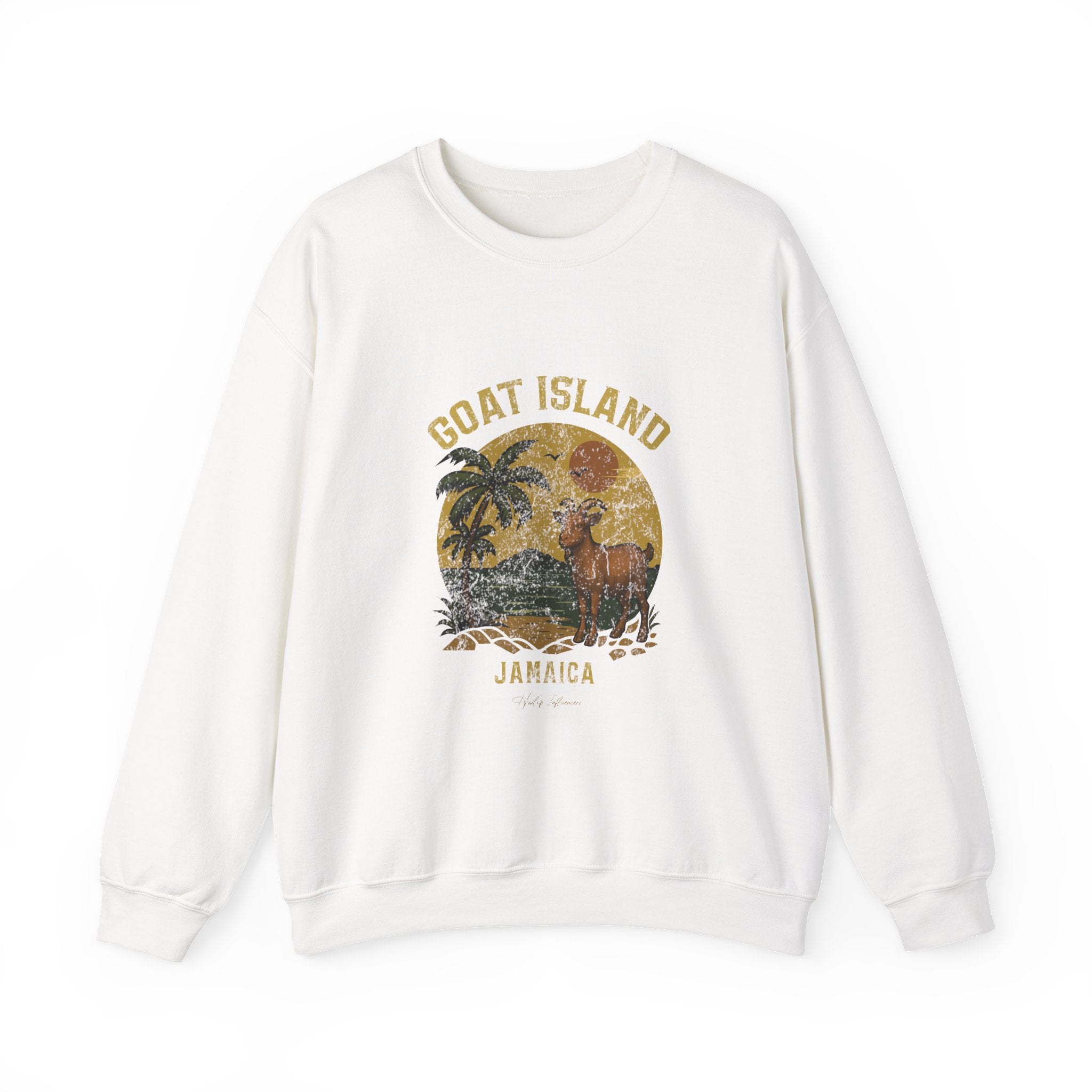 Jamaica GOAT Island Crewneck Sweatshirt — Vintage Tropical Graphic