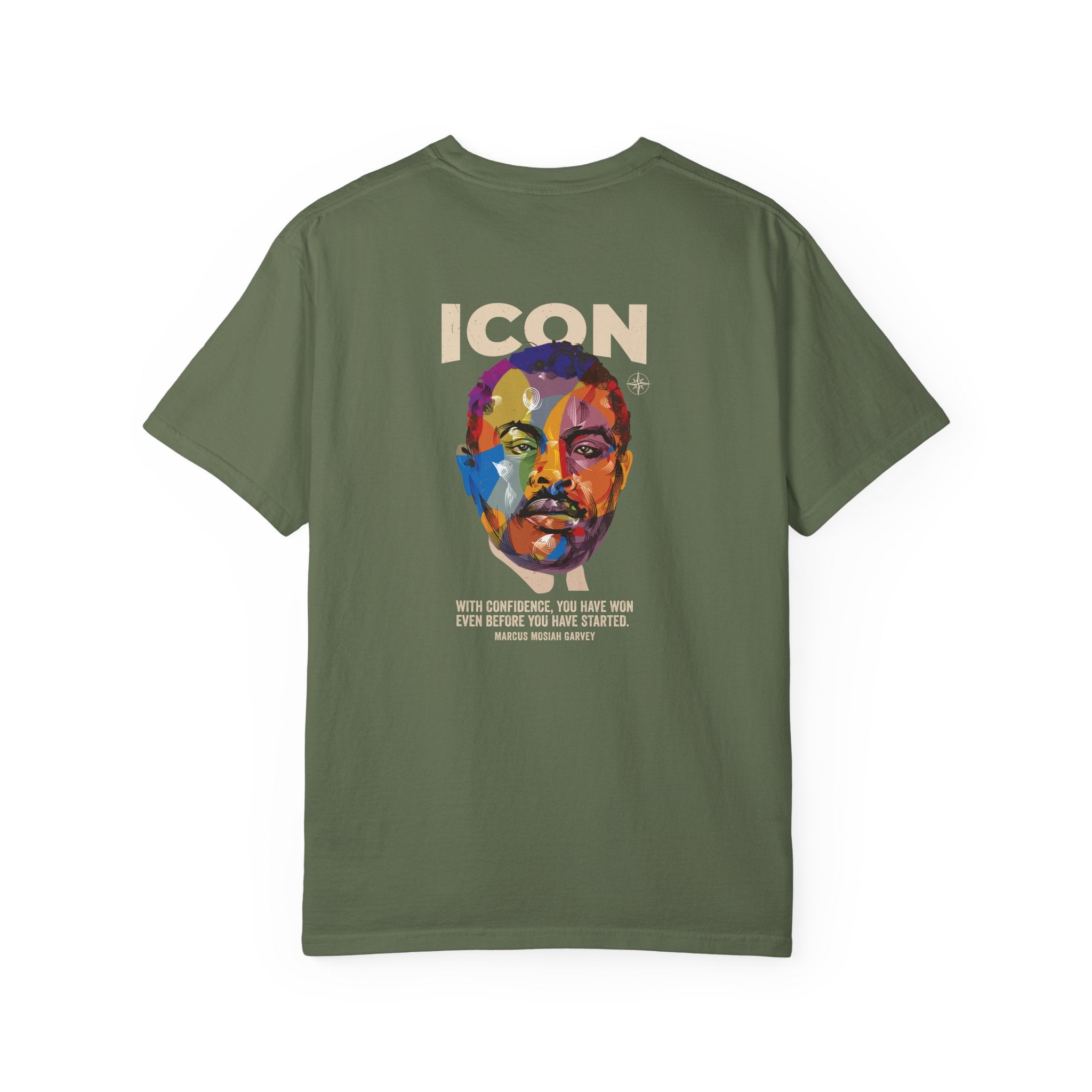 ICON Portrait T-shirt | Colorful Marcus Garvey Pop Art, Inspirational Quote
