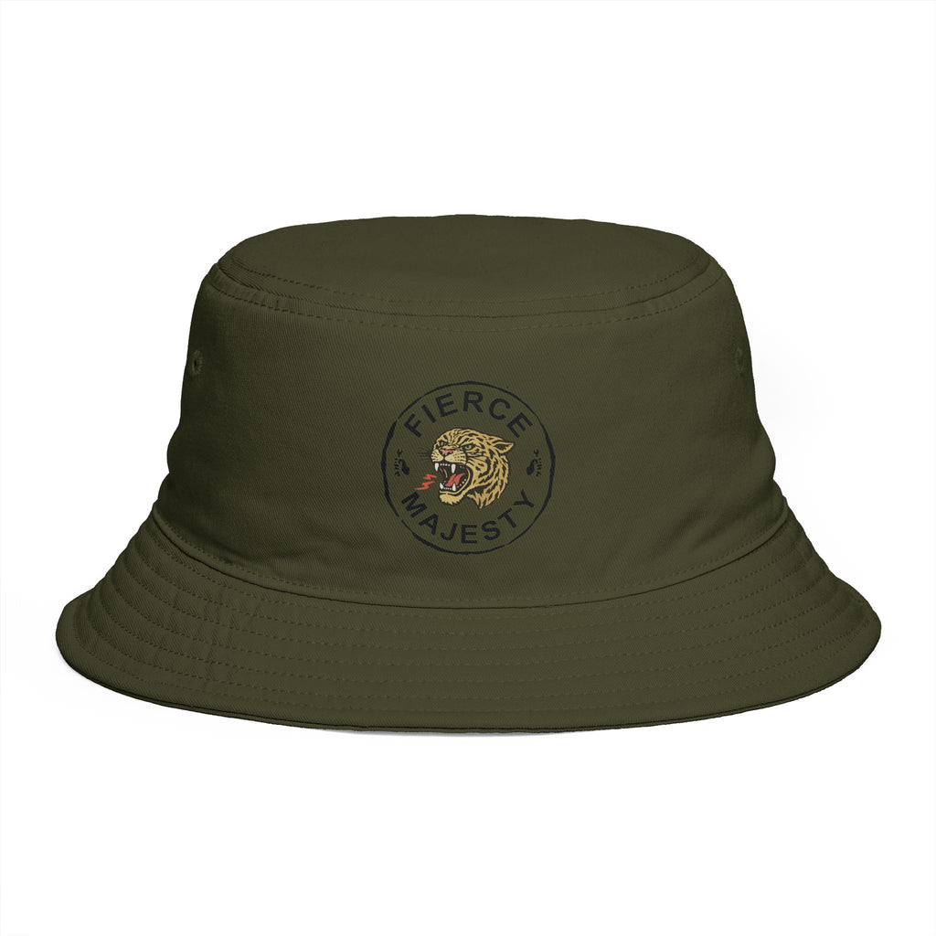 Fierce Majesty Tiger Patch Bucket Hat — Vintage Embroidered Safari Sun Hat