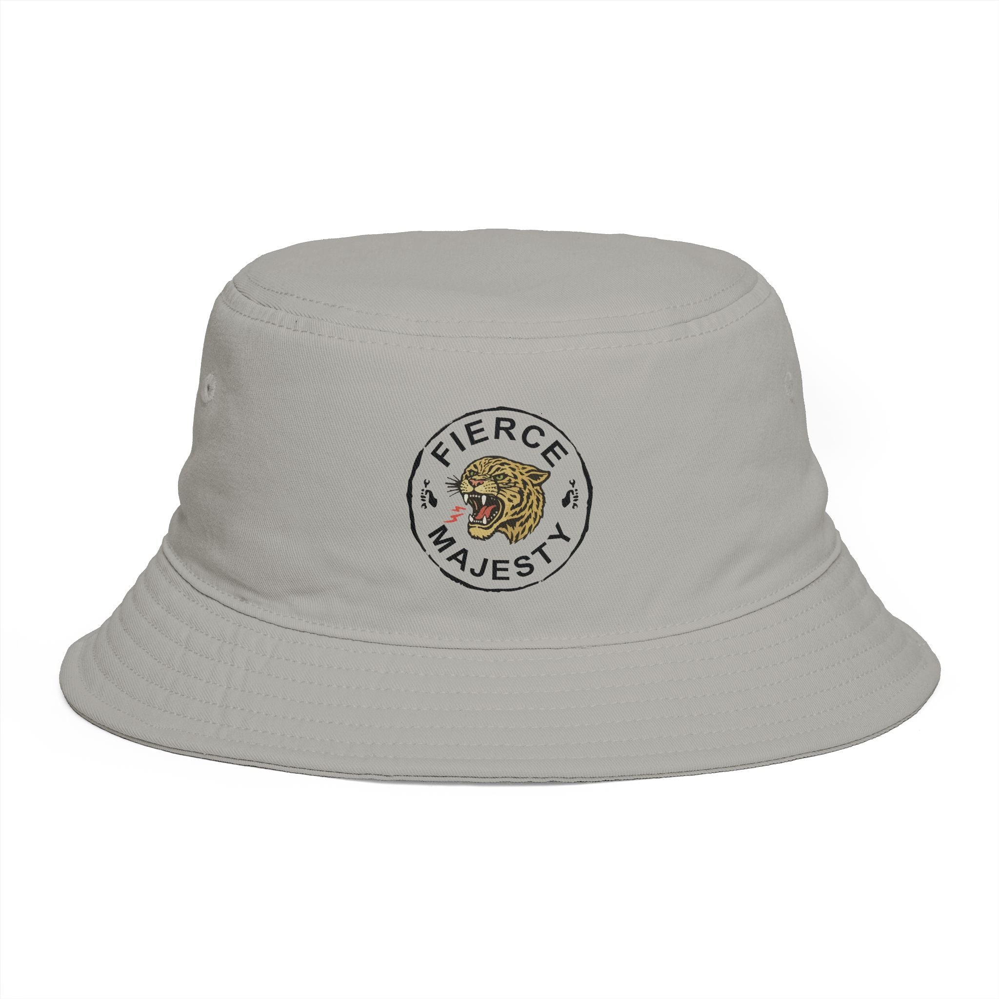 Fierce Majesty Tiger Patch Bucket Hat — Vintage Embroidered Safari Sun Hat