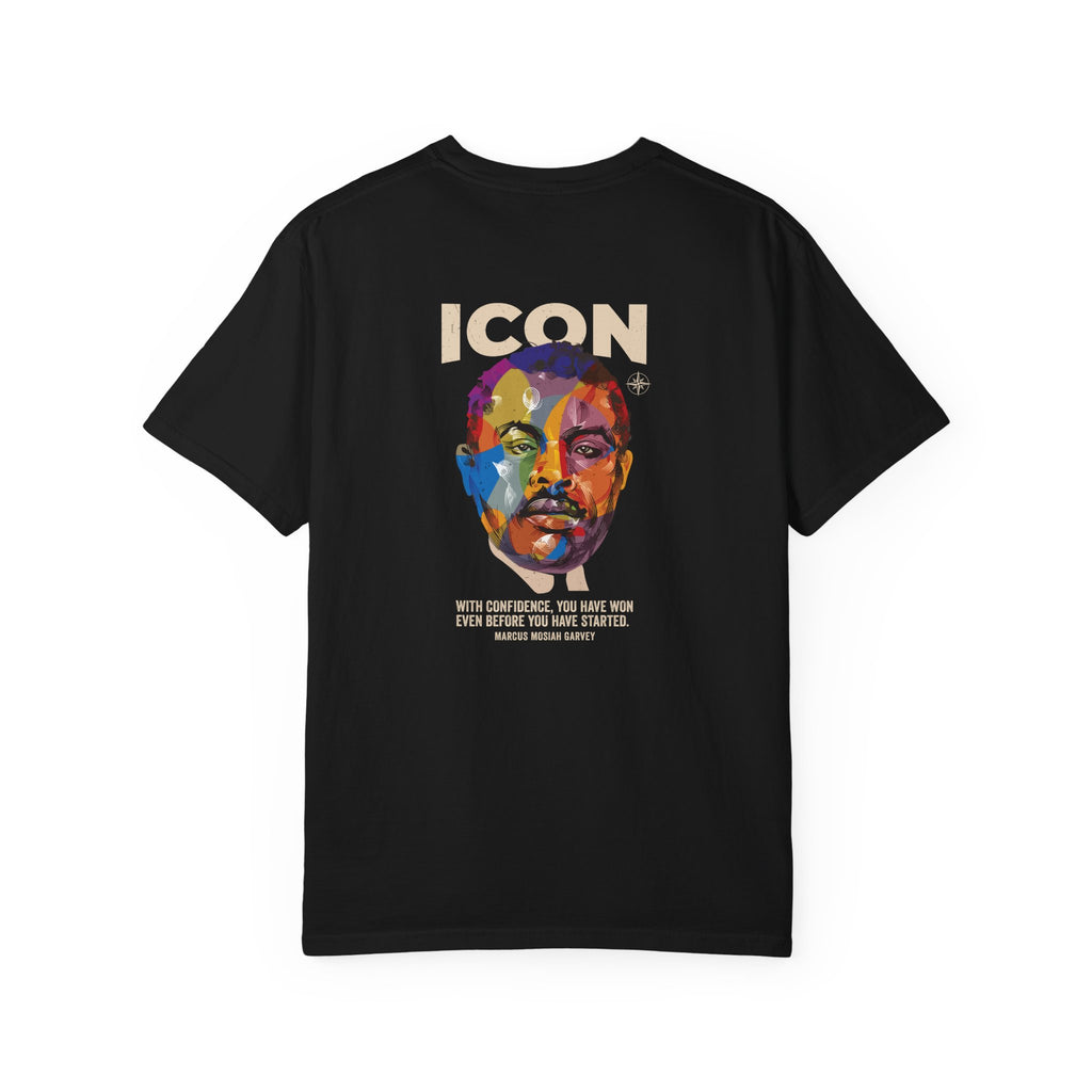 ICON Portrait T-shirt | Colorful Marcus Garvey Pop Art, Inspirational Quote
