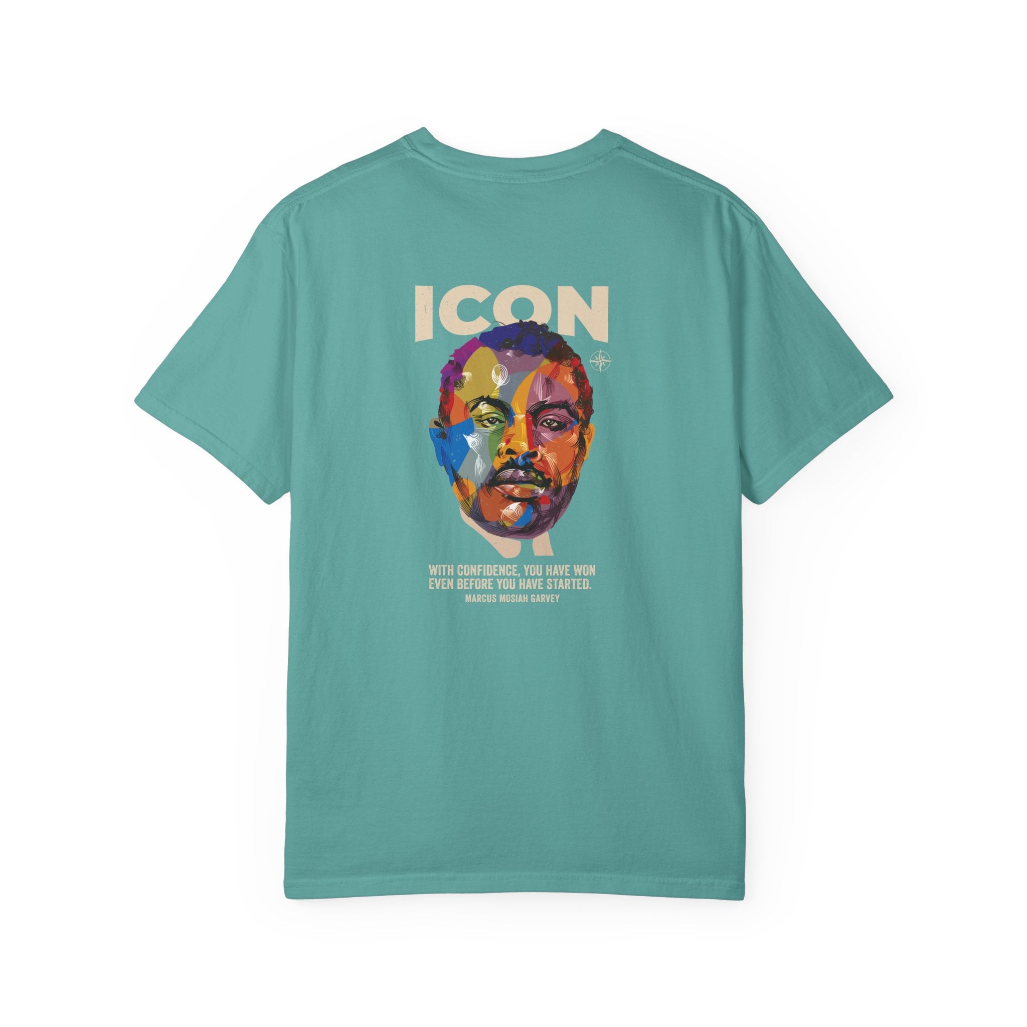 ICON Portrait T-shirt | Colorful Marcus Garvey Pop Art, Inspirational Quote