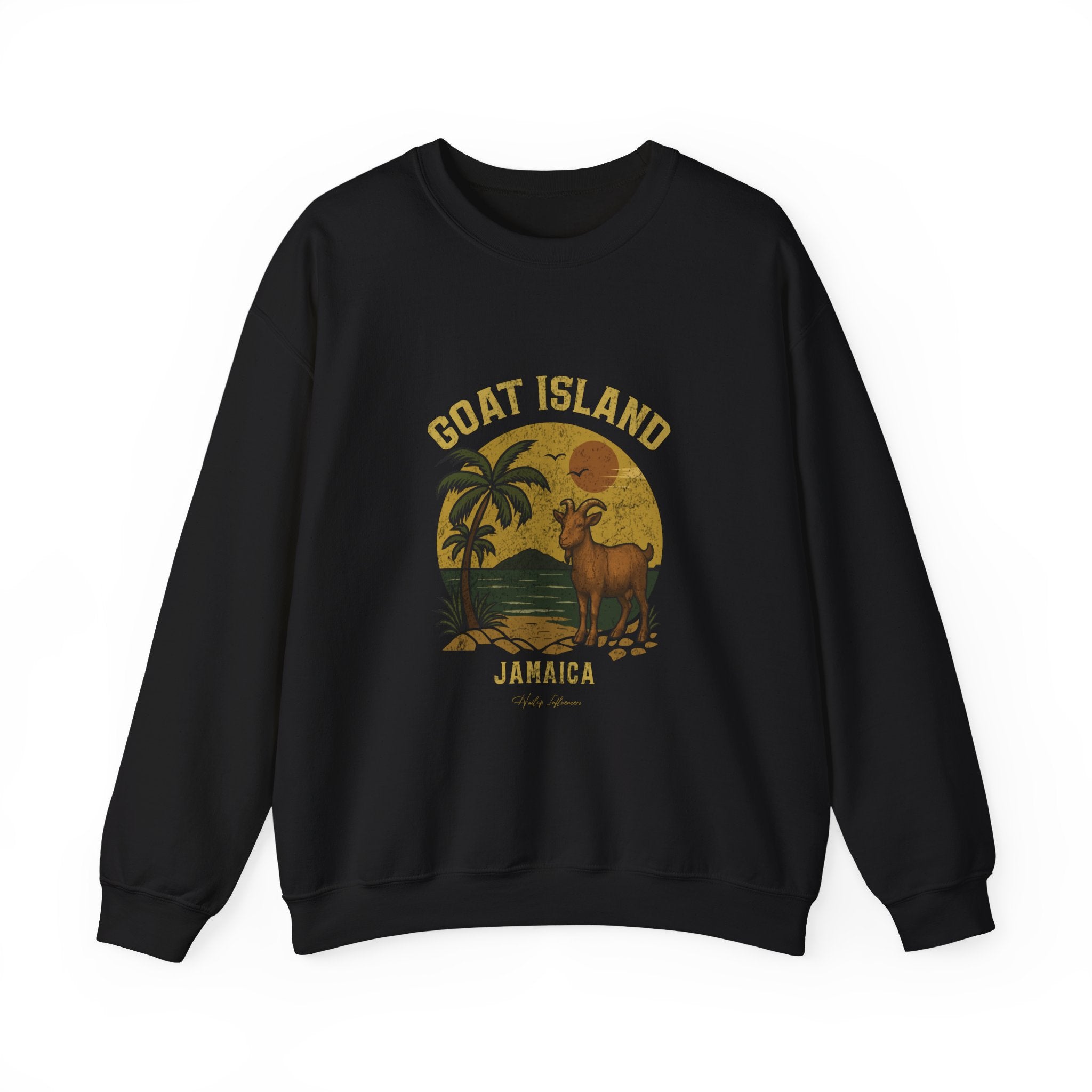 Jamaica GOAT Island Crewneck Sweatshirt — Vintage Tropical Graphic