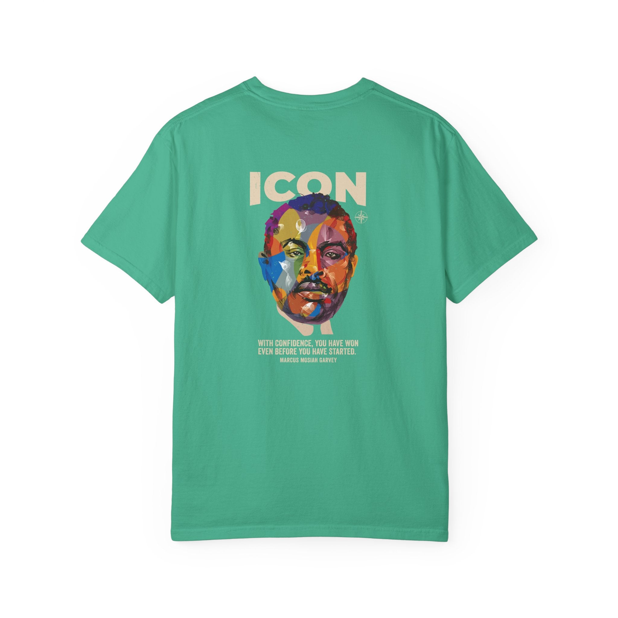 ICON Portrait T-shirt | Colorful Marcus Garvey Pop Art, Inspirational Quote