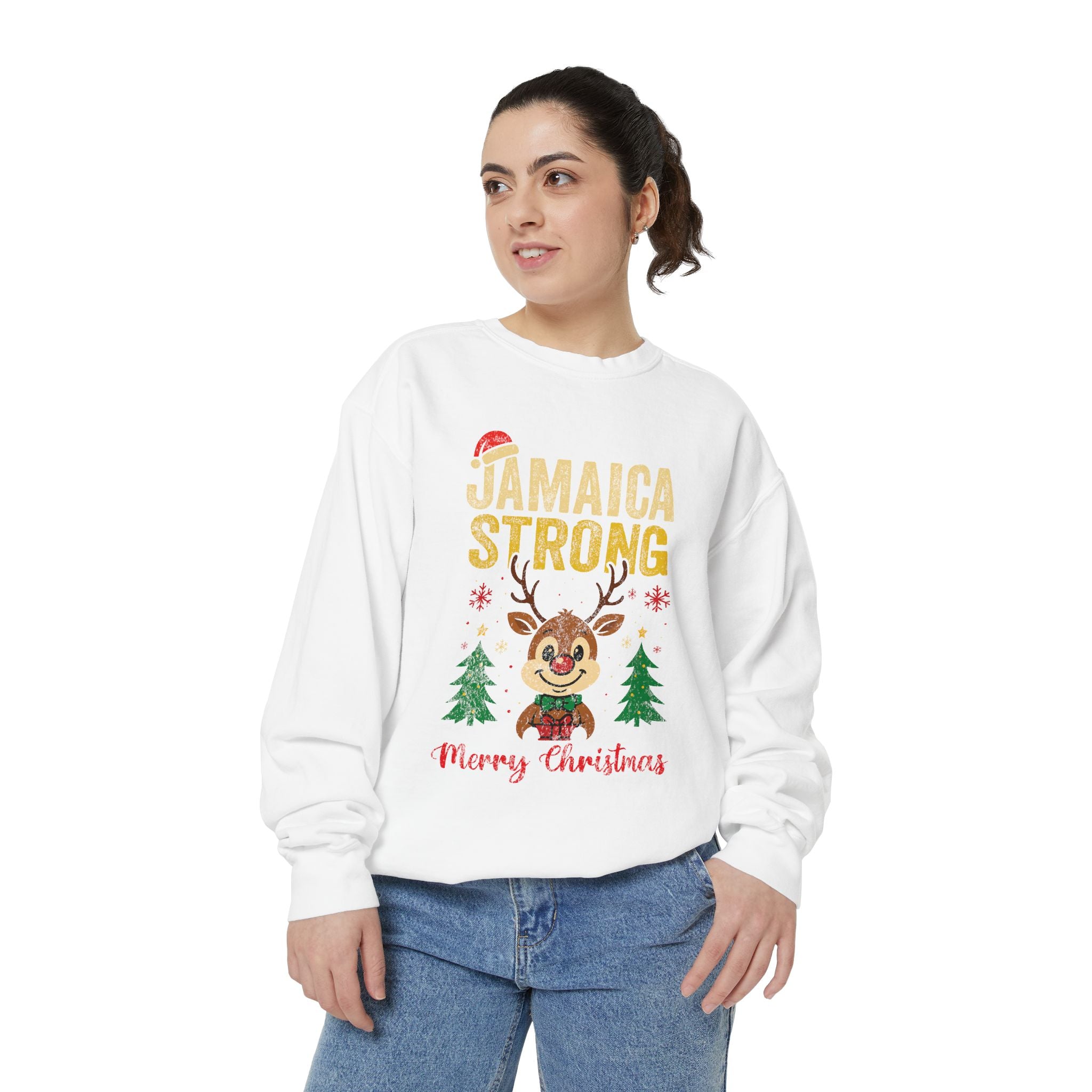 JAMAICA STRONG Christmas Unisex Garment-Dyed Sweatshirt