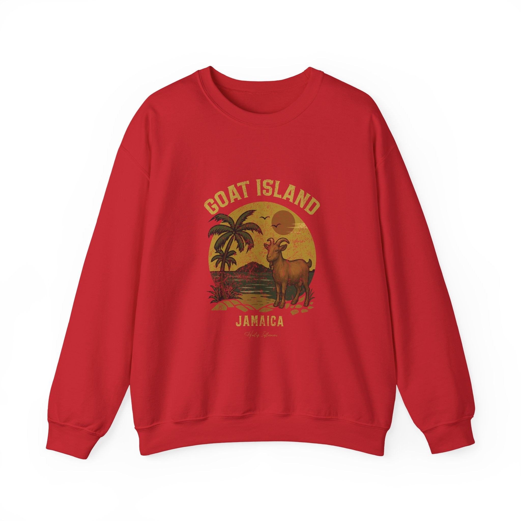 Jamaica GOAT Island Crewneck Sweatshirt — Vintage Tropical Graphic