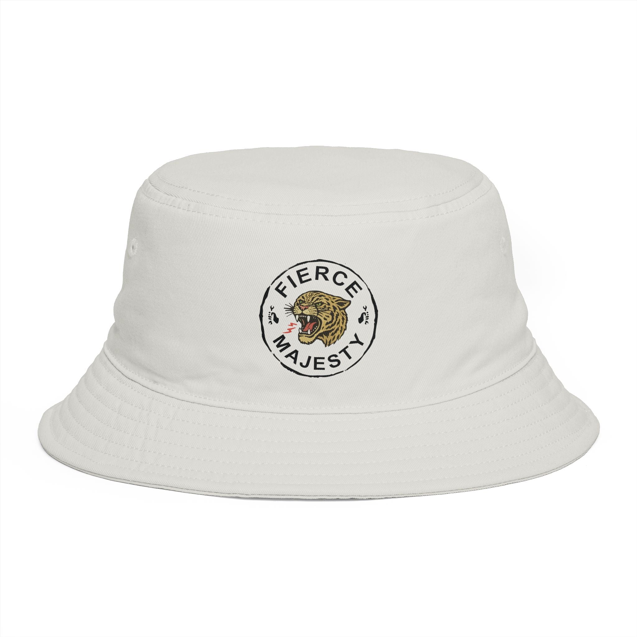 Fierce Majesty Tiger Patch Bucket Hat — Vintage Embroidered Safari Sun Hat