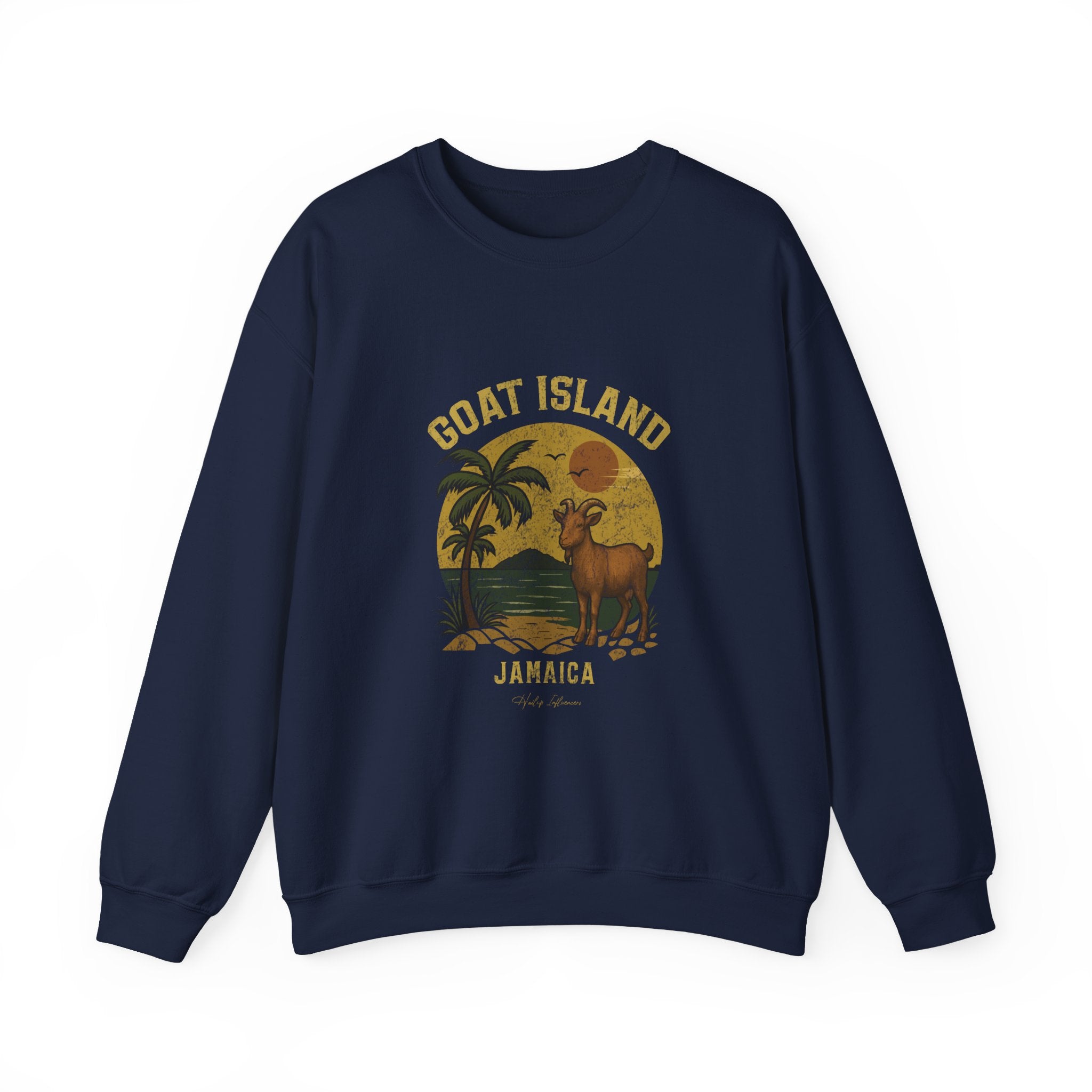 Jamaica GOAT Island Crewneck Sweatshirt — Vintage Tropical Graphic