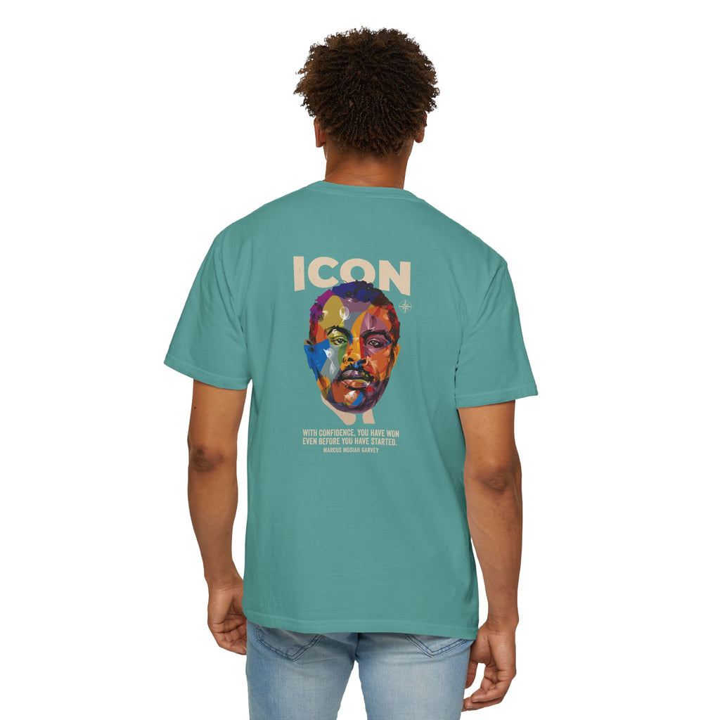 ICON Portrait T-shirt | Colorful Marcus Garvey Pop Art, Inspirational Quote