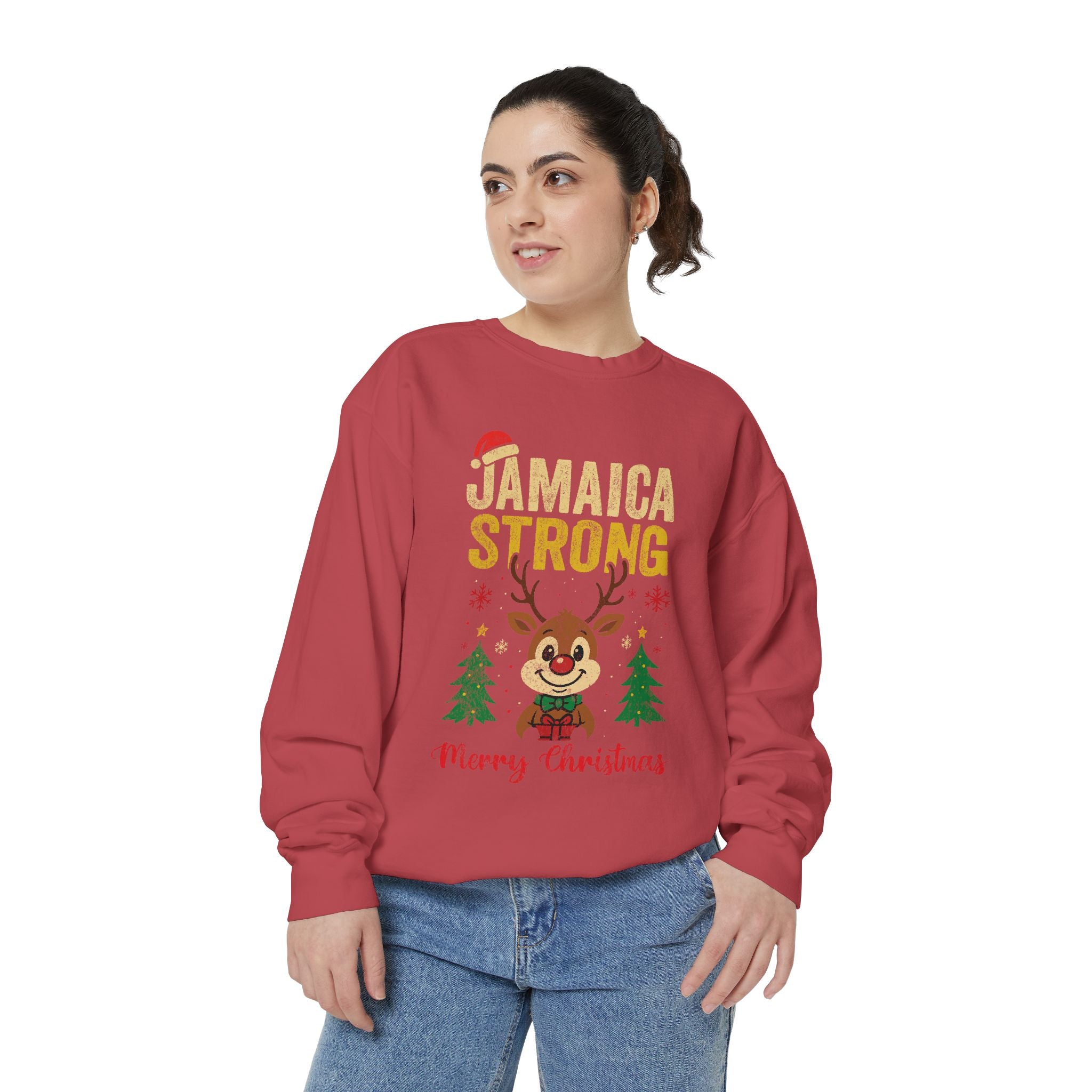 JAMAICA STRONG Christmas Unisex Garment-Dyed Sweatshirt