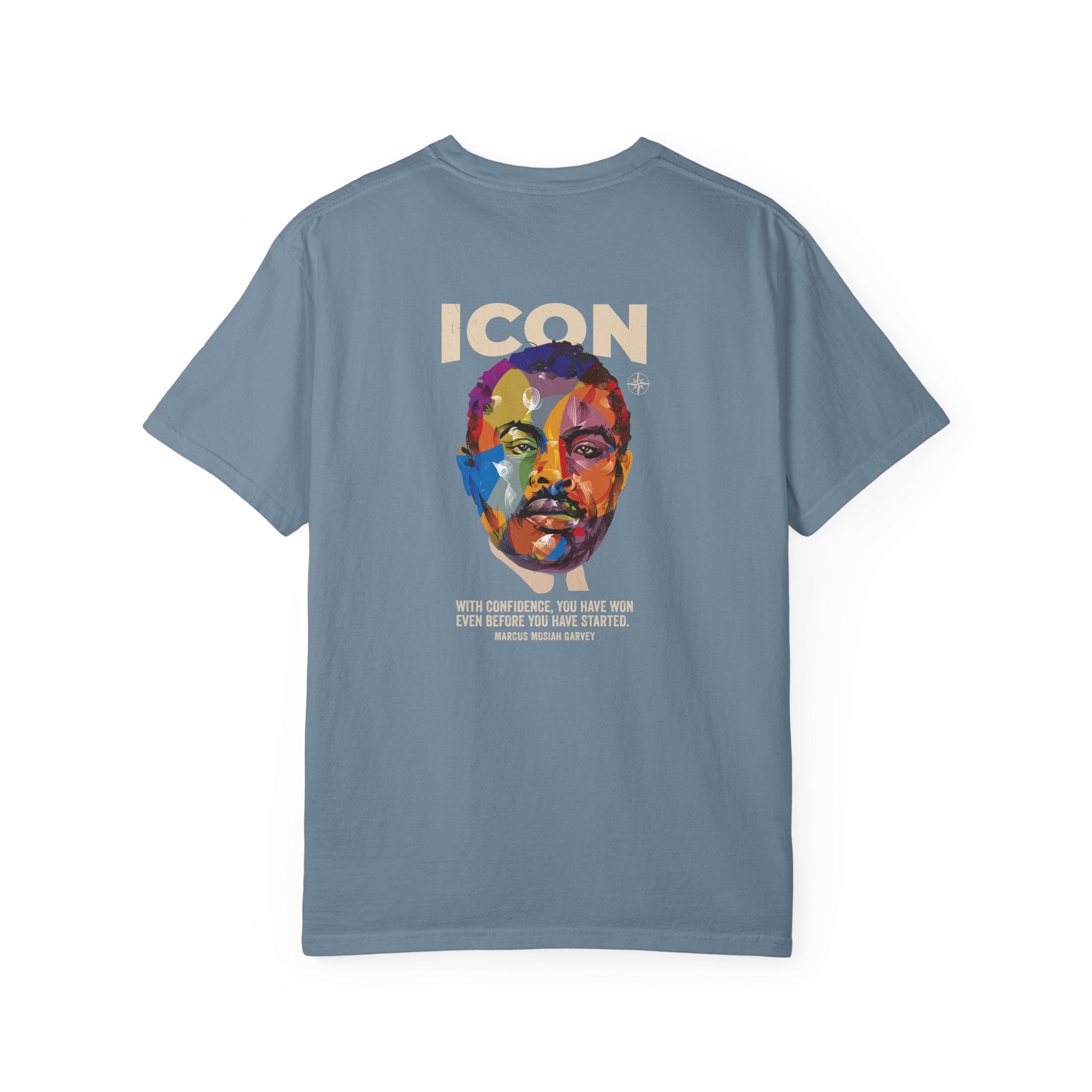 ICON Portrait T-shirt | Colorful Marcus Garvey Pop Art, Inspirational Quote