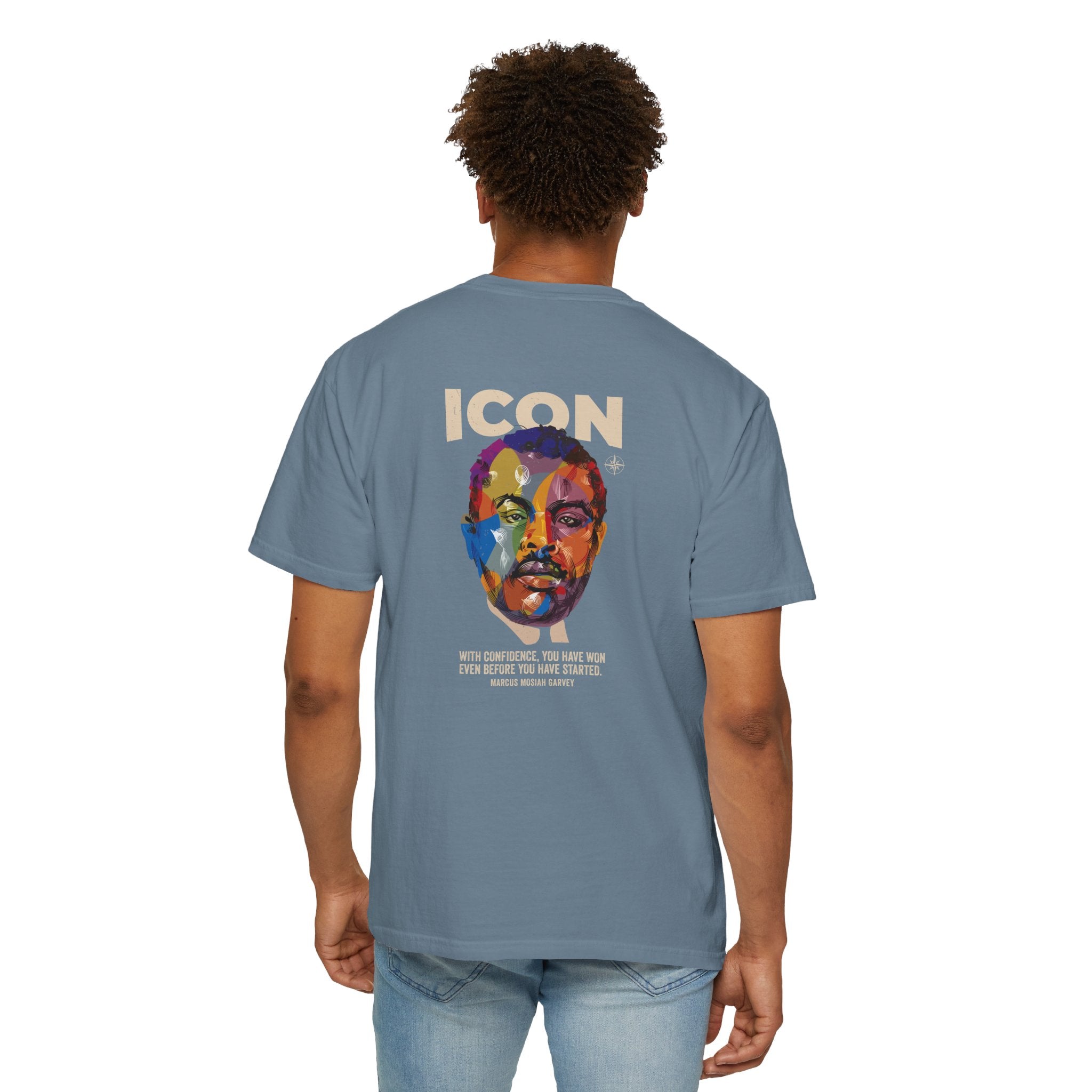 ICON Portrait T-shirt | Colorful Marcus Garvey Pop Art, Inspirational Quote