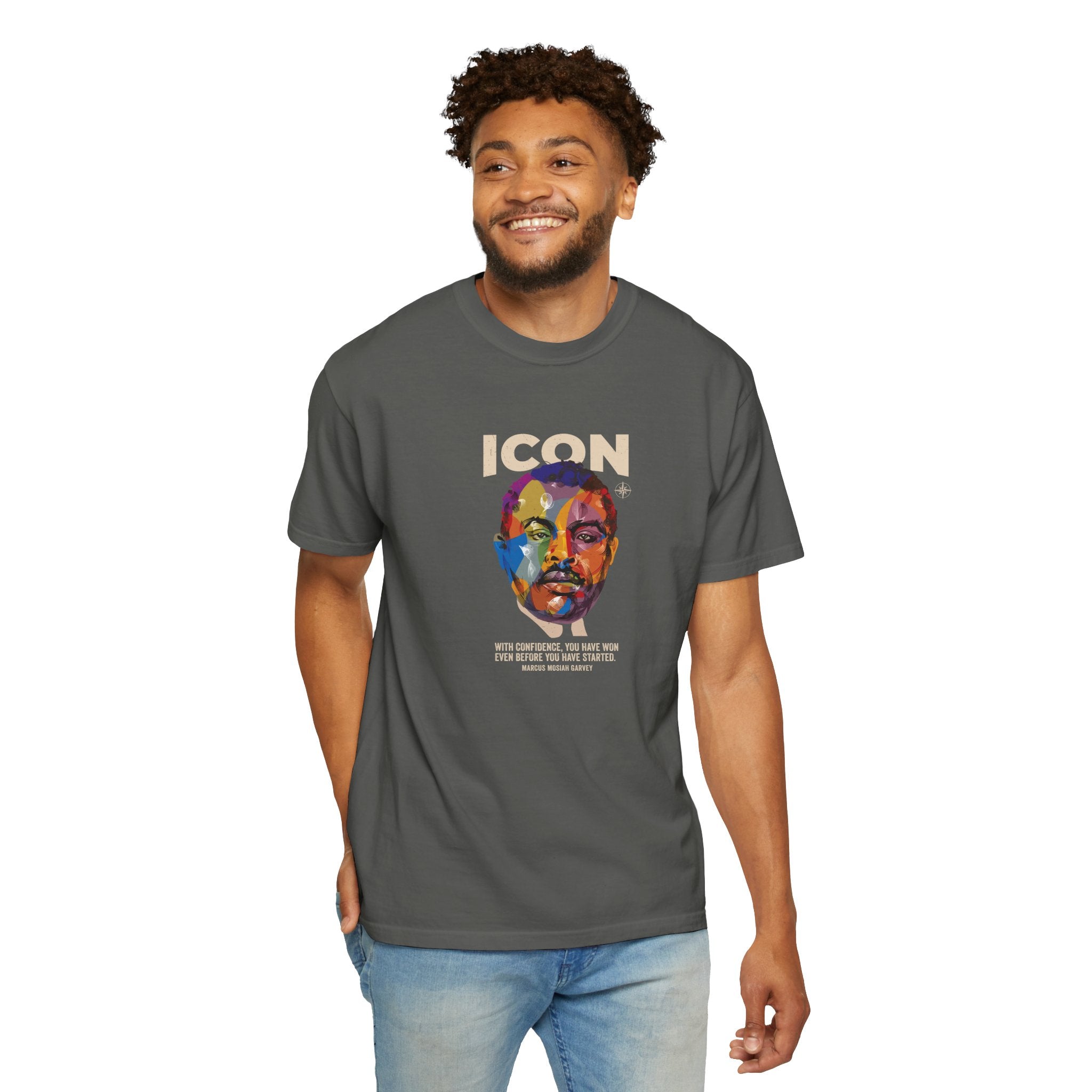 ICON Marcus Garvey T-Shirt — Colorful Artistic Face Graphic Tee