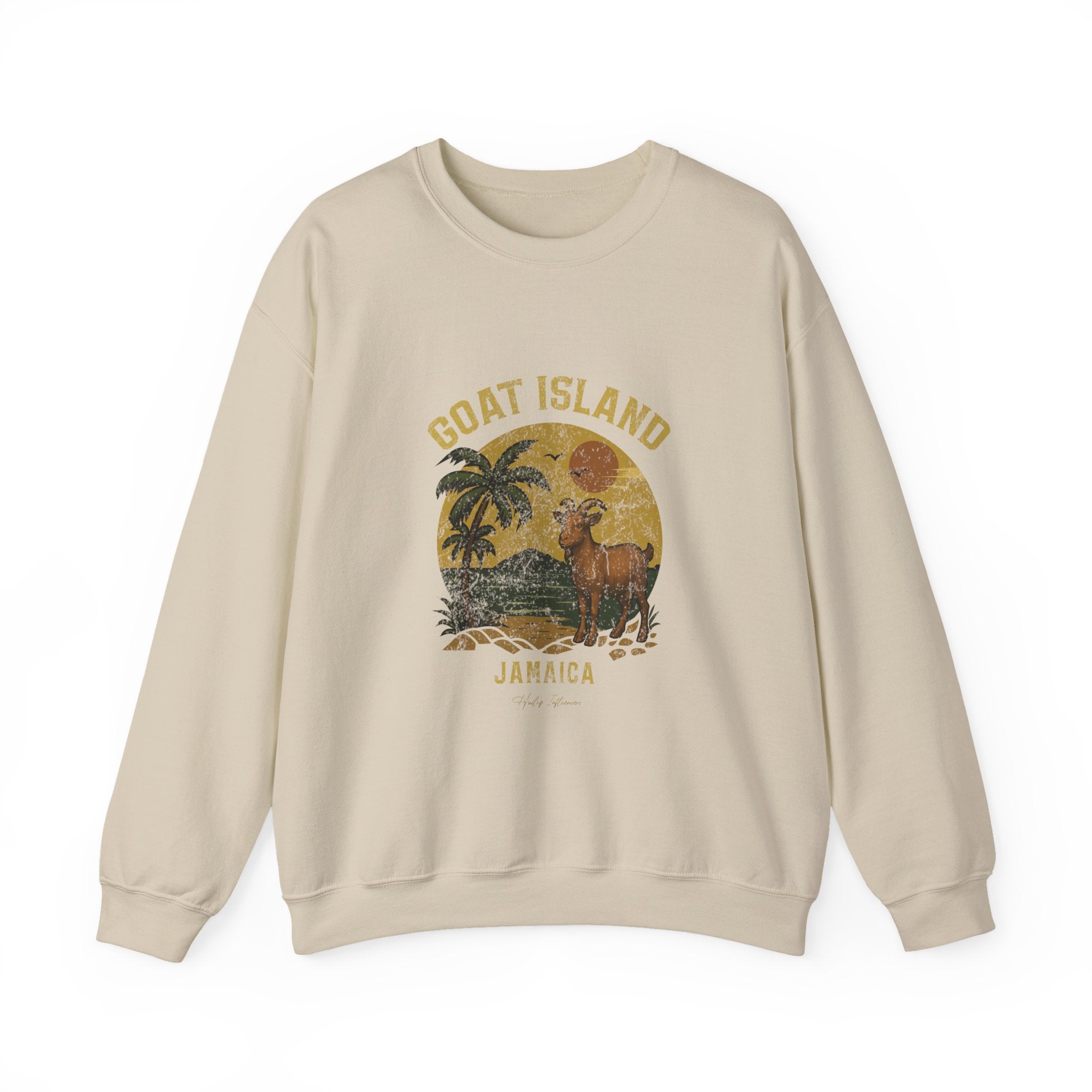 Jamaica GOAT Island Crewneck Sweatshirt — Vintage Tropical Graphic